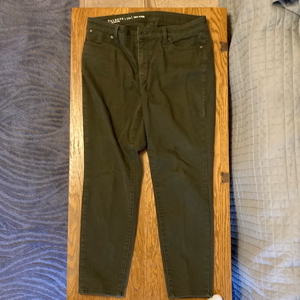Talbots Flawless Slim Ankle Jeans In Size 10p; Deep Green Denim